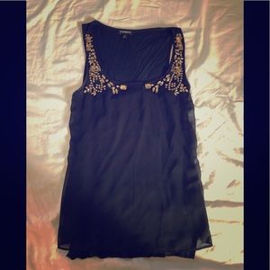 Black tank top with rhinestones